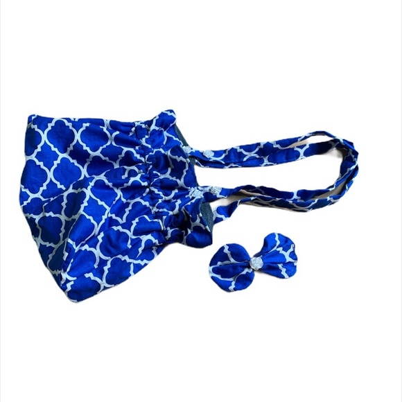 Girls set Blue Reversible Tote Bag with Hair Bow - Picture 1 of 7